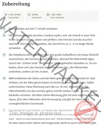 Essen - Fenchelhuhn m. Gorgonzola, Zubereitung