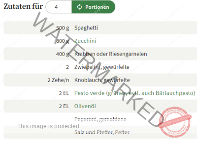 Zucchini m. Spagetti u. Krabben, Zutaten